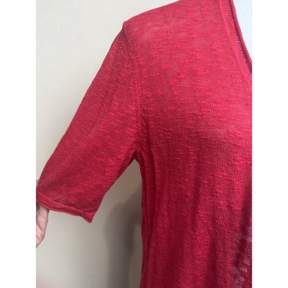 J. Jill Women's Cardigan Open Front Red Linen Cotton Blend S/S Lightweight M - Picture 6 of 11